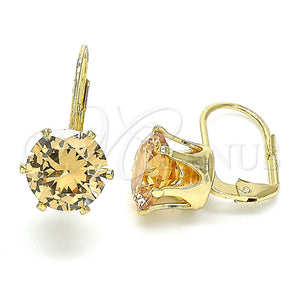 Arete Gancho Frances 5.128.070 Oro Laminado, con Champan Zirconia Cubica, Pulido, Tono Dorado