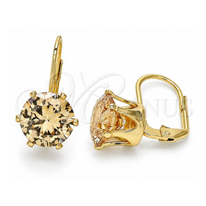 Arete Gancho Frances 5.128.070 Oro Laminado, con Champan Zirconia Cubica, Pulido, Tono Dorado