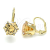 Arete Gancho Frances 5.128.070 Oro Laminado, con Champan Zirconia Cubica, Pulido, Tono Dorado