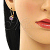 Arete Gancho Frances 5.128.073 Oro Laminado, con Amatista Zirconia Cubica, Pulido, Tono Dorado