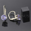 Arete Gancho Frances 5.128.073 Oro Laminado, con Amatista Zirconia Cubica, Pulido, Tono Dorado