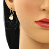 Arete Gancho Frances 5.128.075 Oro Laminado, con Blanca Zirconia Cubica, Pulido, Tono Dorado