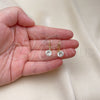 Arete Gancho Frances 5.128.075 Oro Laminado, con Blanca Zirconia Cubica, Pulido, Tono Dorado