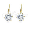 Arete Gancho Frances 5.128.075 Oro Laminado, con Blanca Zirconia Cubica, Pulido, Tono Dorado