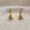 Arete Gancho Frances 5.128.075 Oro Laminado, con Blanca Zirconia Cubica, Pulido, Tono Dorado