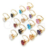 Arete Gancho Frances 5.128.075 Oro Laminado, con Blanca Zirconia Cubica, Pulido, Tono Dorado