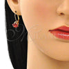 Arete Gancho Frances 5.128.078 Oro Laminado, con Granate Zirconia Cubica, Pulido, Tono Dorado