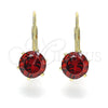 Arete Gancho Frances 5.128.078 Oro Laminado, con Granate Zirconia Cubica, Pulido, Tono Dorado