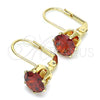 Arete Gancho Frances 5.128.078 Oro Laminado, con Granate Zirconia Cubica, Pulido, Tono Dorado