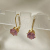 Arete Gancho Frances 5.128.081 Oro Laminado, con Rosado Zirconia Cubica, Pulido, Tono Dorado