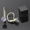 Arete Gancho Frances 5.128.085 Oro Laminado, con Violeta Zirconia Cubica, Pulido, Tono Dorado