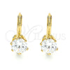 Arete Gancho Frances 5.128.087 Oro Laminado, con Blanca Zirconia Cubica, Pulido, Tono Dorado