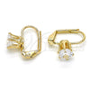 Arete Gancho Frances 5.128.087 Oro Laminado, con Blanca Zirconia Cubica, Pulido, Tono Dorado