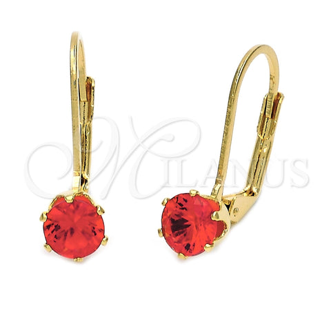 Arete Gancho Frances 5.128.090 Oro Laminado, con Topacio Zirconia Cubica, Pulido, Tono Dorado