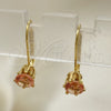 Arete Gancho Frances 5.128.093 Oro Laminado, con Rosado Zirconia Cubica, Pulido, Tono Dorado