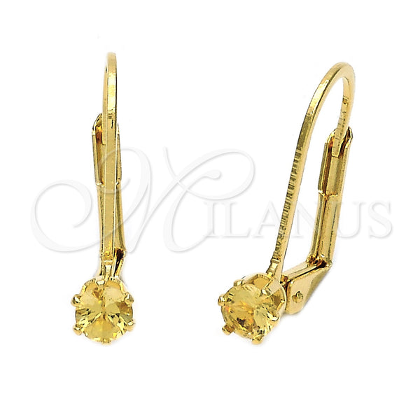 Arete Gancho Frances 5.128.106 Oro Laminado, con Aceituna Claro Zirconia Cubica, Pulido, Tono Dorado