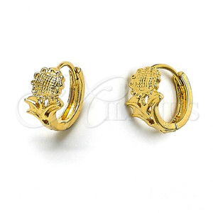 Argolla Huggie 5.130.008 Oro Laminado, Diseño de Flor, Mate, Tono Dorado