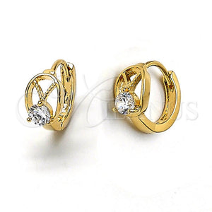 Argolla Huggie 5.130.011 Oro Laminado, con Blanca Zirconia Cubica, Pulido, Tono Dorado