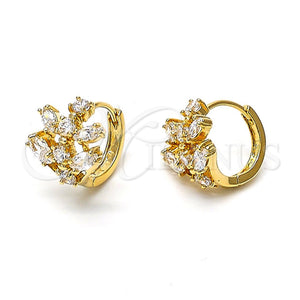 Argolla Huggie 5.130.022 Oro Laminado, Diseño de Ãrbol, con Blanca Zirconia Cubica, Pulido, Tono Dorado