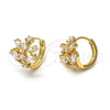 Argolla Huggie 5.130.022 Oro Laminado, Diseño de Ãrbol, con Blanca Zirconia Cubica, Pulido, Tono Dorado