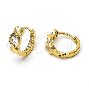 Argolla Huggie 5.131.028 Oro Laminado, con Blanca Zirconia Cubica, Pulido, Tono Dorado
