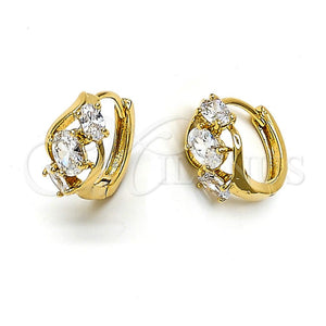 Argolla Huggie 5.131.029 Oro Laminado, con Blanca Zirconia Cubica, Pulido, Tono Dorado