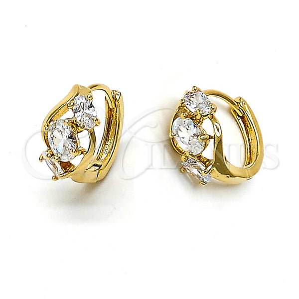 Argolla Huggie 5.131.029 Oro Laminado, con Blanca Zirconia Cubica, Pulido, Tono Dorado