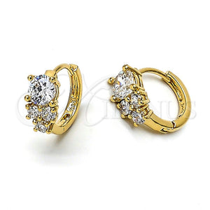 Argolla Huggie 5.131.034 Oro Laminado, con Blanca Zirconia Cubica, Pulido, Tono Dorado