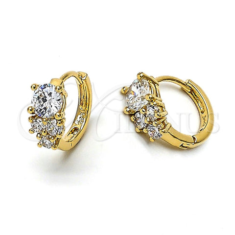Argolla Huggie 5.131.034 Oro Laminado, con Blanca Zirconia Cubica, Pulido, Tono Dorado