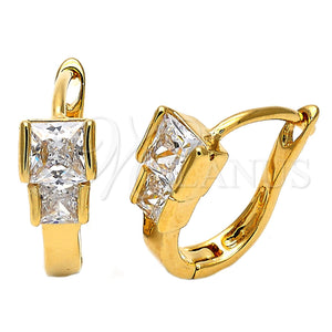 Argolla Huggie 5.132.014 Oro Laminado, con Blanca Zirconia Cubica, Pulido, Tono Dorado