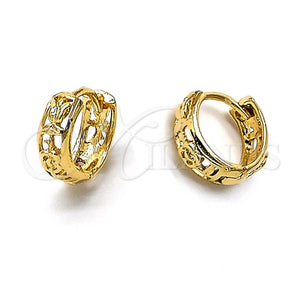 Argolla Huggie 5.133.006 Oro Laminado, Diseño de File y Flor, Pulido, Tono Dorado