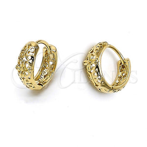 Argolla Huggie 5.133.010 Oro Laminado, Diseño de Flor, Pulido, Tono Dorado