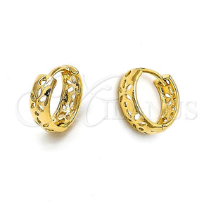Argolla Huggie 5.133.014 Oro Laminado, Diseño de Flor, Pulido, Tono Dorado
