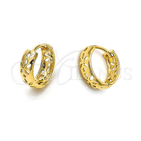 Argolla Huggie 5.133.014 Oro Laminado, Diseño de Flor, Pulido, Tono Dorado