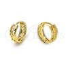 Argolla Huggie 5.133.014 Oro Laminado, Diseño de Flor, Pulido, Tono Dorado