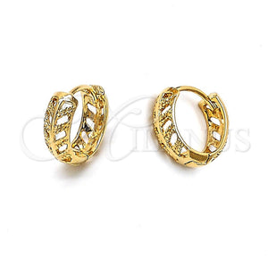 Argolla Huggie 5.133.015 Oro Laminado, Diseño de Oja, Pulido, Tono Dorado