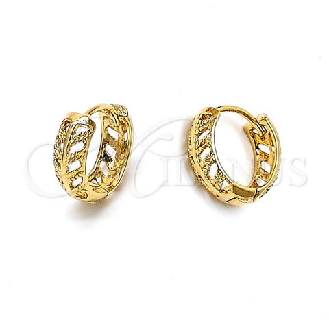 Argolla Huggie 5.133.015 Oro Laminado, Diseño de Oja, Pulido, Tono Dorado