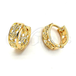Argolla Huggie 5.133.017 Oro Laminado, Diseño de Flor, Diamantado, Tono Dorado