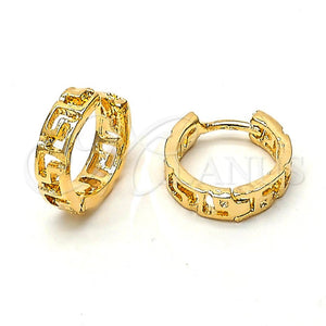 Argolla Huggie 5.133.018 Oro Laminado, Diseño de Llave Griega, Pulido, Tono Dorado