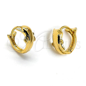 Argolla Huggie 5.133.020 Oro Laminado, Diseño de Delfín, Pulido, Tono Dorado