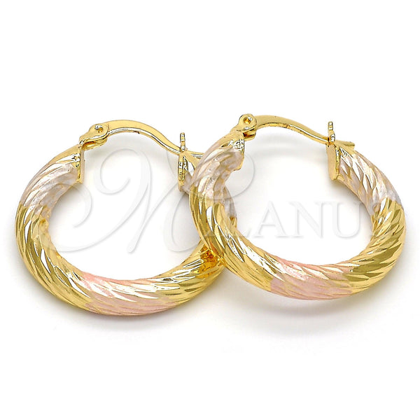 Argolla Pequeña 5.138.004.1.25 Oro Laminado, Diseño de Hueco, Diamantado, Tres Tonos