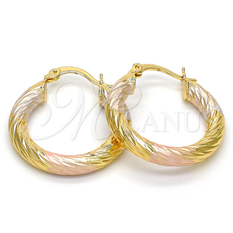 Argolla Pequeña 5.138.004.1.25 Oro Laminado, Diseño de Hueco, Diamantado, Tres Tonos