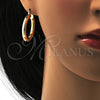 Argolla Mediana 5.138.008.30 Oro Laminado, Diseño de Hueco, Diamantado, Tono Dorado
