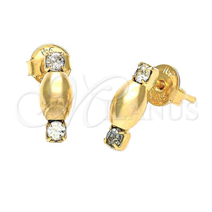 Arete Dormilona 02.63.2250 Oro Laminado, con Blanca Zirconia Cubica, Pulido, Tono Dorado