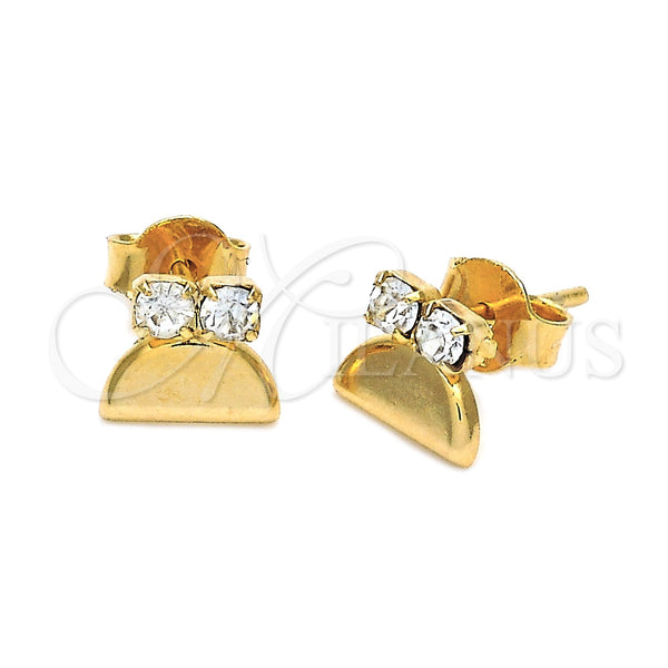 Arete Dormilona 02.63.2252 Oro Laminado, con Blanca Zirconia Cubica, Pulido, Tono Dorado