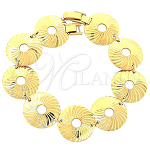 Pulsera Elegante 5.018.006.1 Oro Laminado, Diamantado, Tono Dorado (20 MM Thickness, 8 Inches Length)
