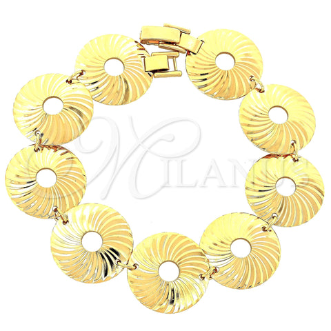 Pulsera Elegante 5.018.006.1 Oro Laminado, Diamantado, Tono Dorado (20 MM Thickness, 8 Inches Length)