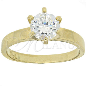 Anillo de Boda 5.164.011.06 Oro Laminado, Diseño de Solitario, con Blanca Zirconia Cubica, Pulido, Tono Dorado (Size 6)
