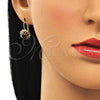 Arete Gancho Frances 5.125.007.1 Oro Laminado, Diseño de Flor, con Dark Ametista and Blanca Cristal, Pulido, Tono Dorado