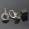 Arete Gancho Frances 5.125.007.1 Oro Laminado, Diseño de Flor, con Dark Ametista and Blanca Cristal, Pulido, Tono Dorado